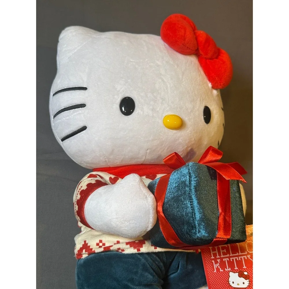 Hello Kitty Holiday Greeter‎ Plush Gemmy Sanrio Christmas Sweater Gift Box 2025